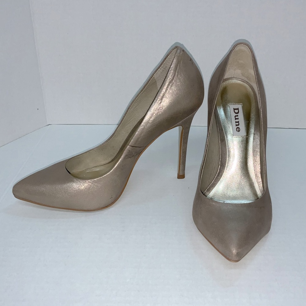 Dune London Leather light gold pumps heels